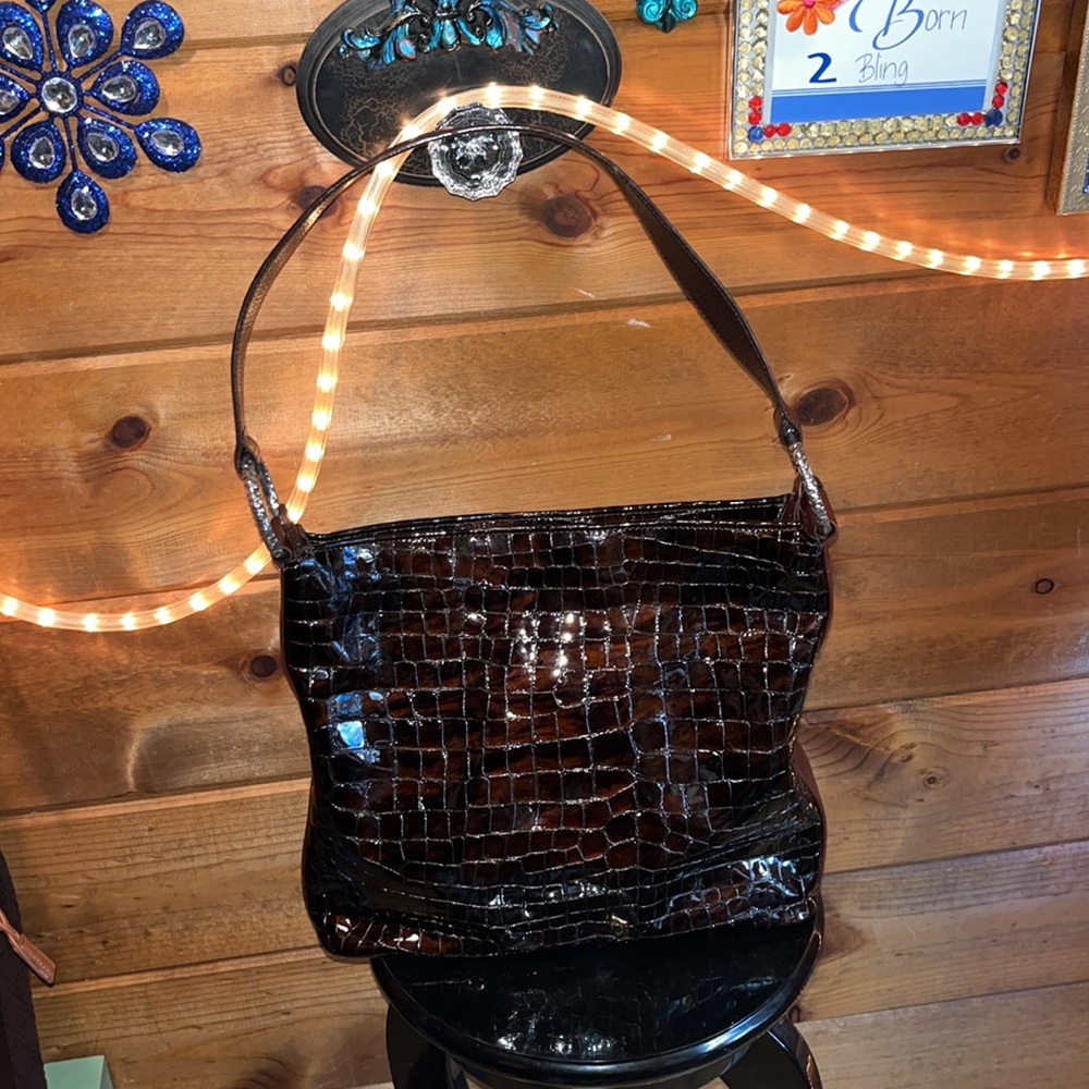 Brighton LARGE leather bag very roomy & several pockets inside SHINY BEAUTIFUL